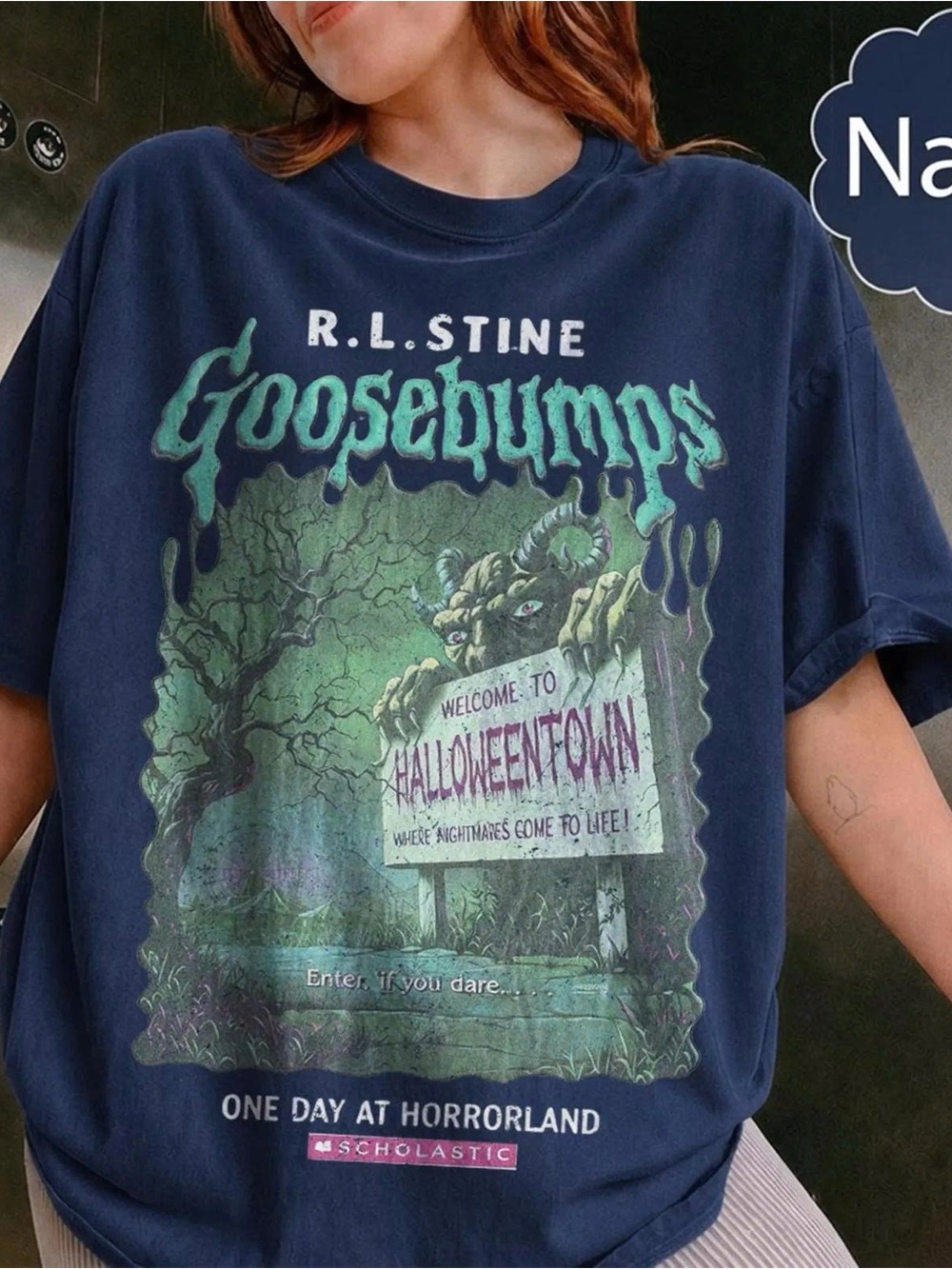 Navy Goosebumps Halloweentown Graphic Tee